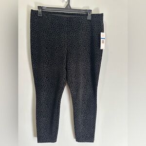 NWT Nanette Lepore Pull On Velvet Pants Black Leopard Print Women’s XL